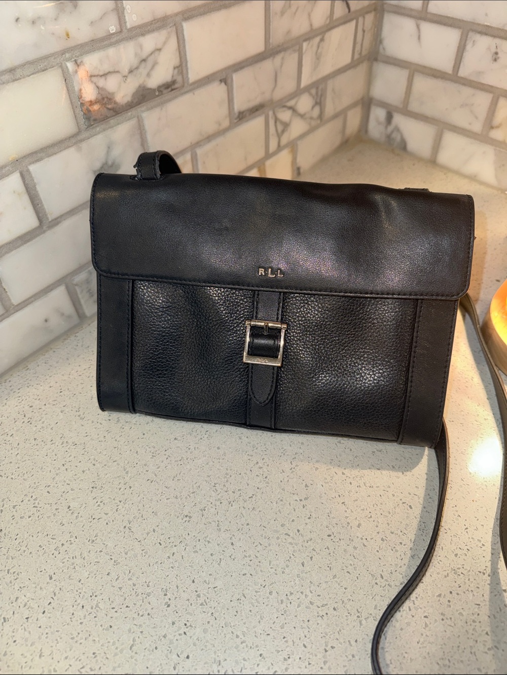 Lauren Ralph Lauren Black Leather Crossbody Bag